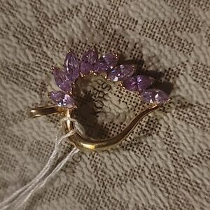 ✨ Vintage 14K Gold Amethyst & Diamond Heart Pendant Charm ✨